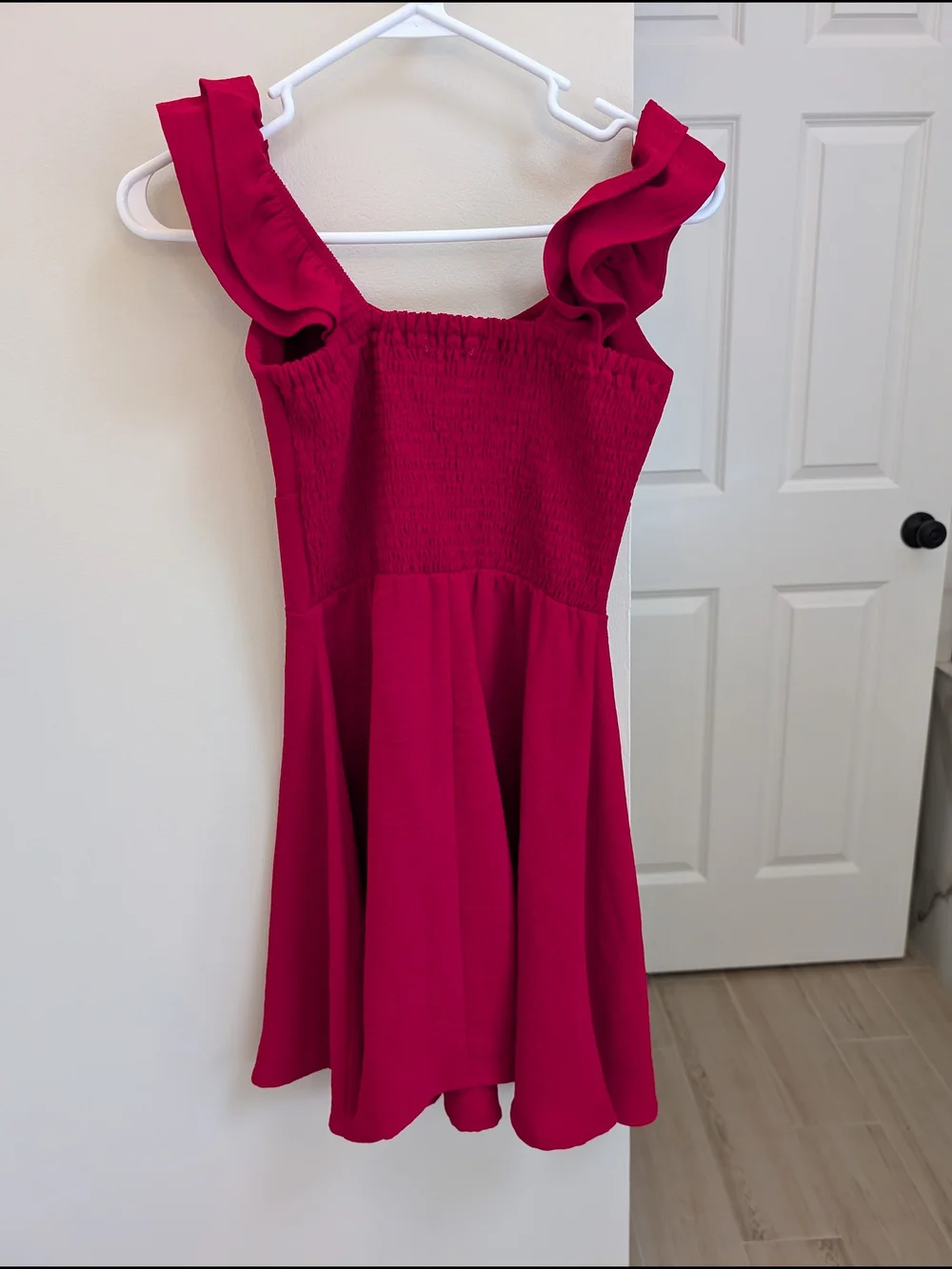 nine britton Raspberry Mini Dress with Ruffled Sleeves - Picture 2 of 4
